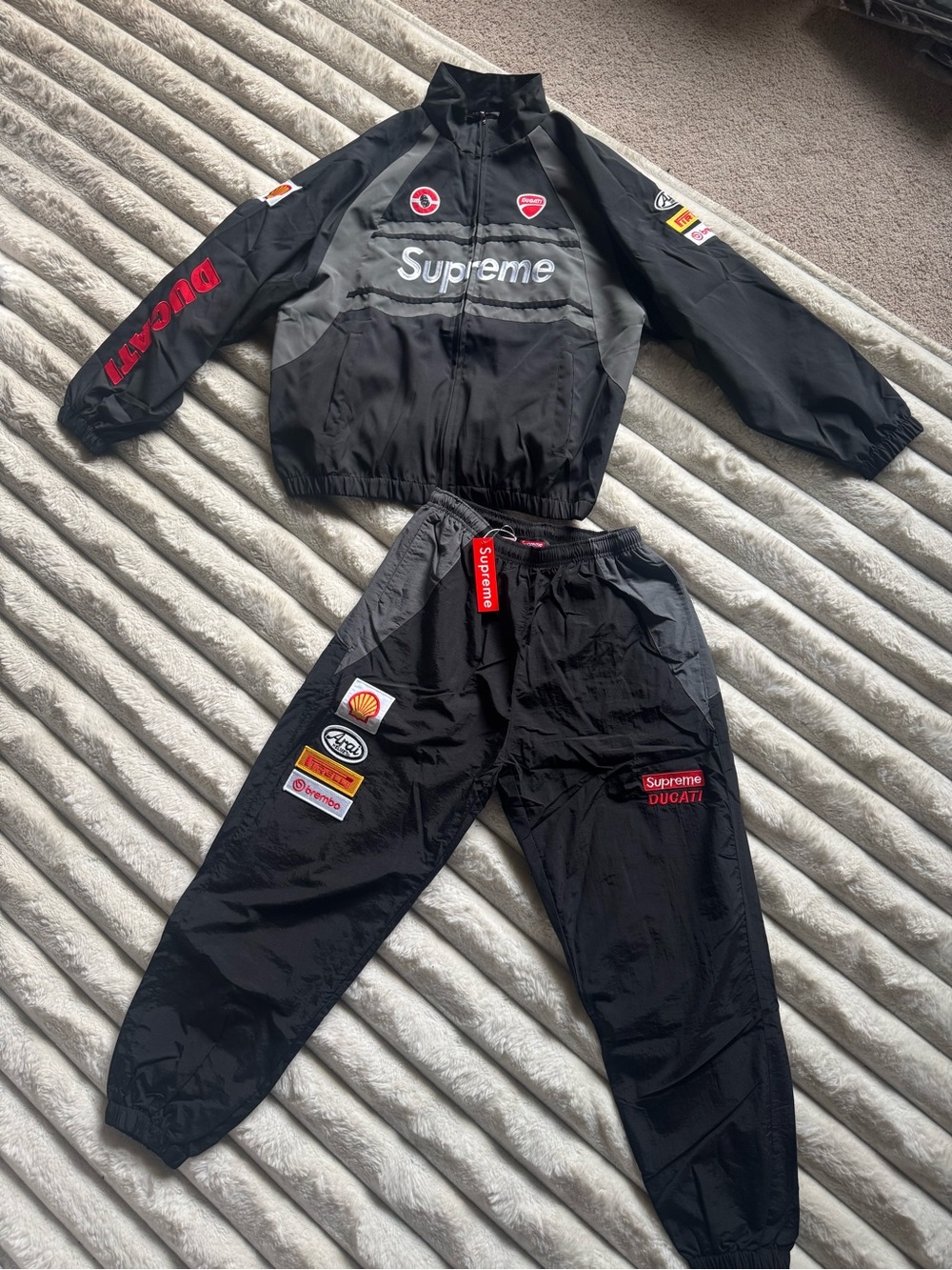 Supreme x Ducati Black Set - Logo Track Jacket & Pants